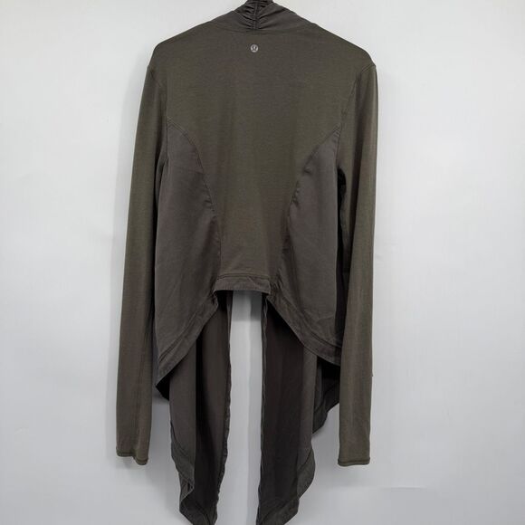 Lululemon Green Wrap Long Sleeve Open Front Draped Cardigan Top Size 8 - Picture 4 of 8